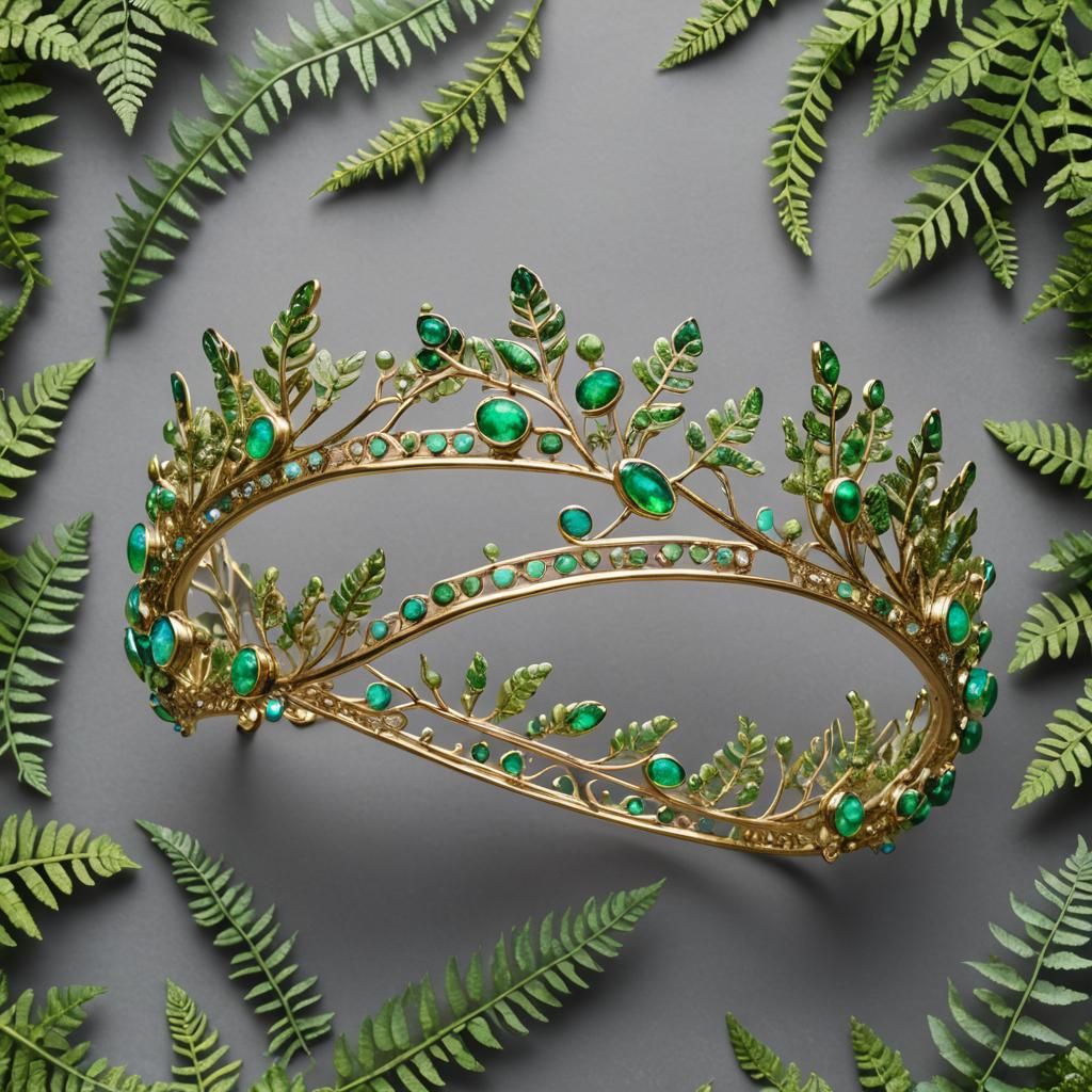 Emerald and Opal Tiara Inspired by Lush Ferns