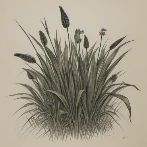 Anxious Plantain Grass: Botanical Drawing Inspired by Renais...