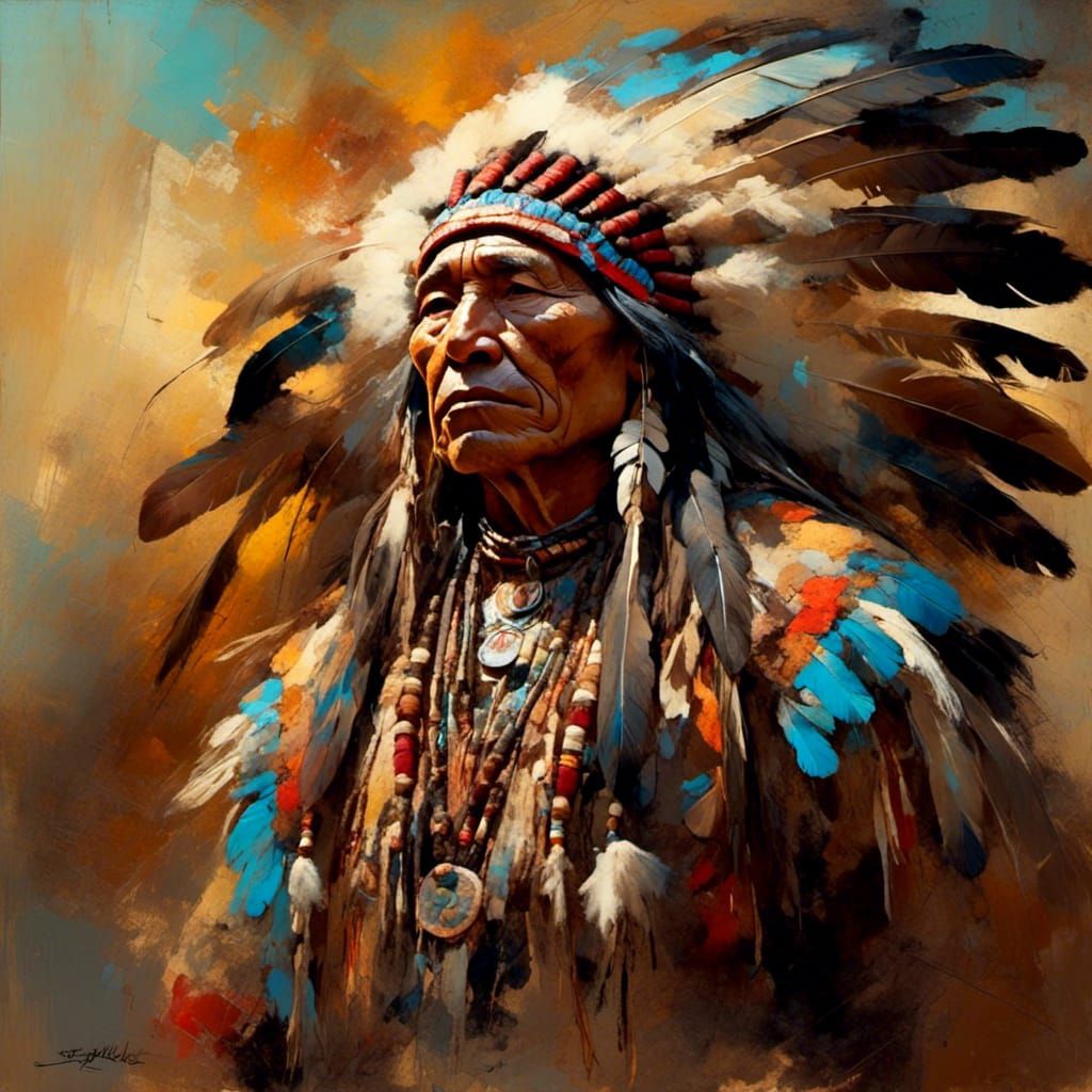 Portrait of Native American Oglala Sioux Eddie Iron Cloud