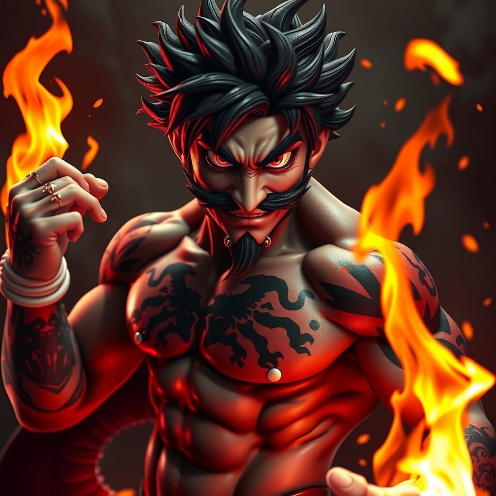 Malevolent Super Mario with Shadow Dragon Tattoos