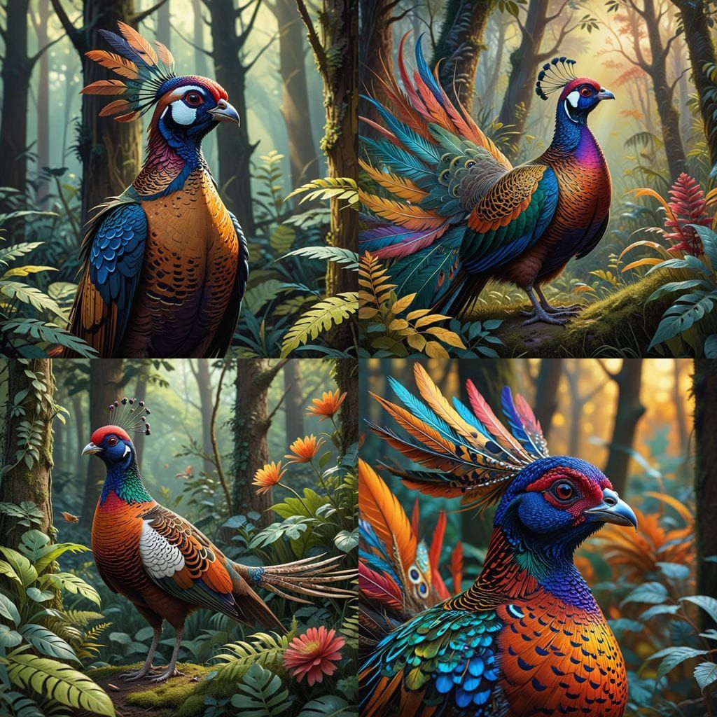 Pheasant in a Vibrant, Cartoonish Style