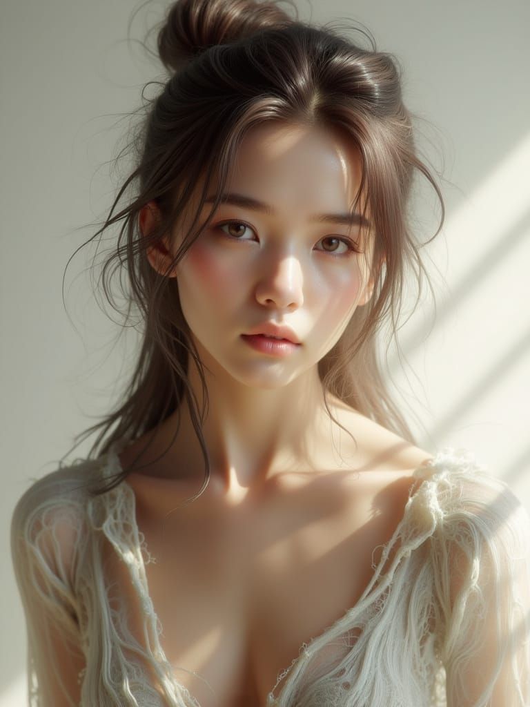 Photorealistic Portrait of a Serene Young Woman