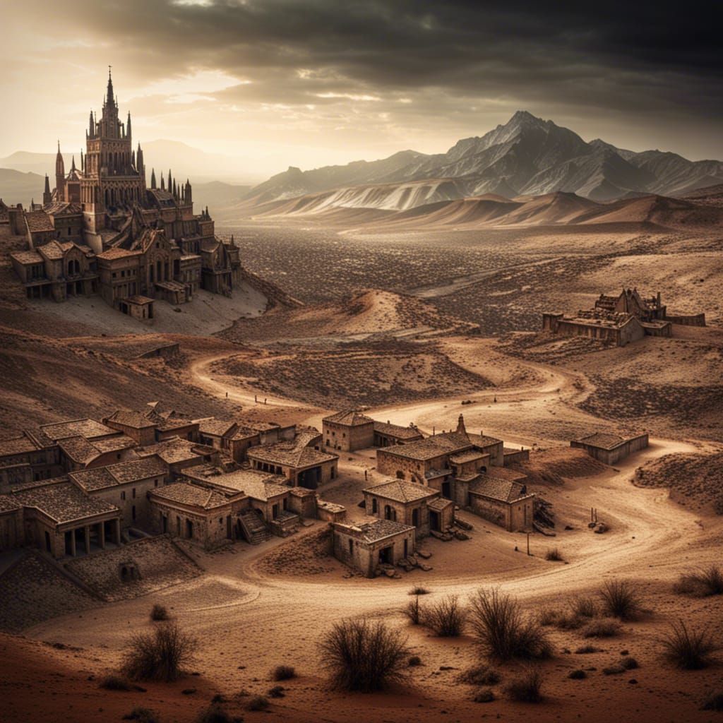 Hellish Desert Kingdom with Medieval Town