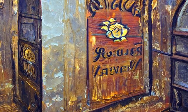 The Golden Rose Pub Sign: Romantic Landscape Art