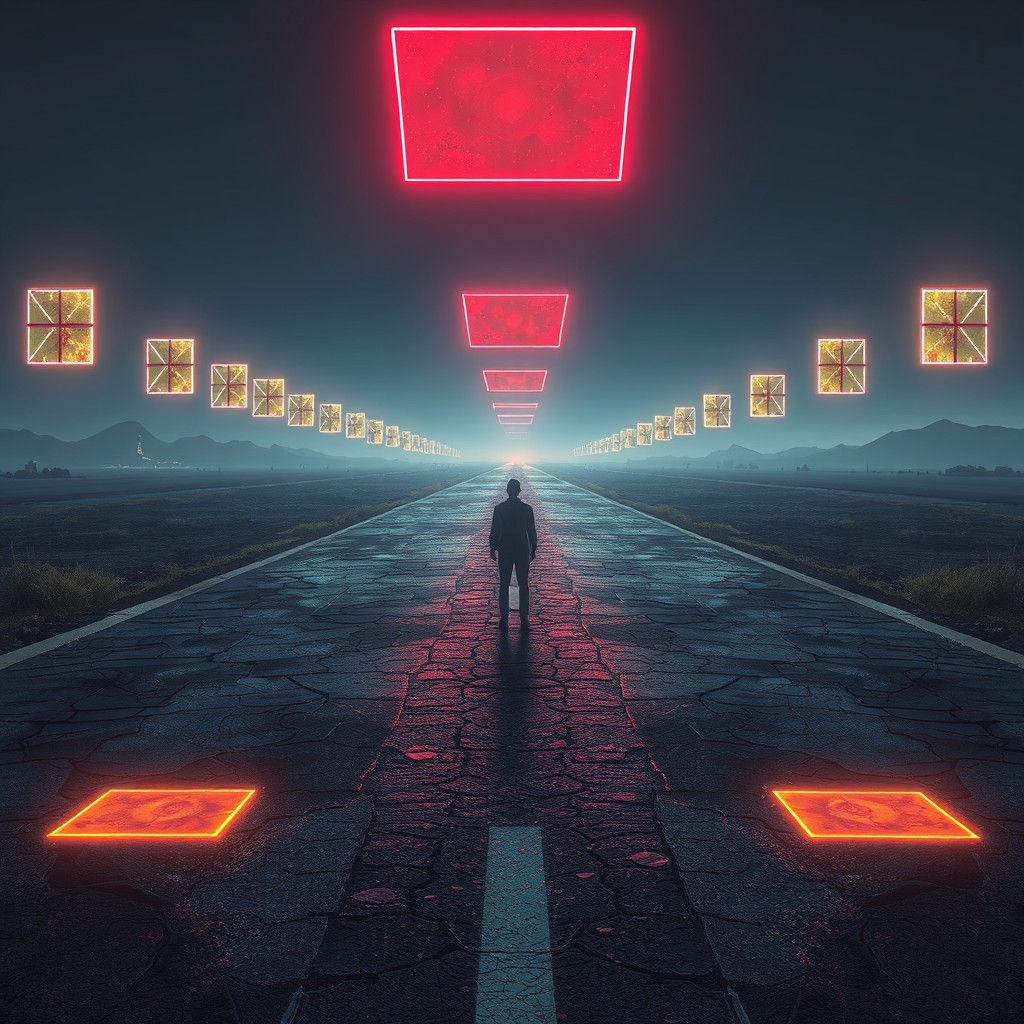 Futuristic Crossroads: Neon and Nature in Dystopian Art