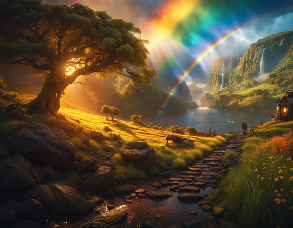 Pot of Gold at Rainbow's End: Fantasy Art