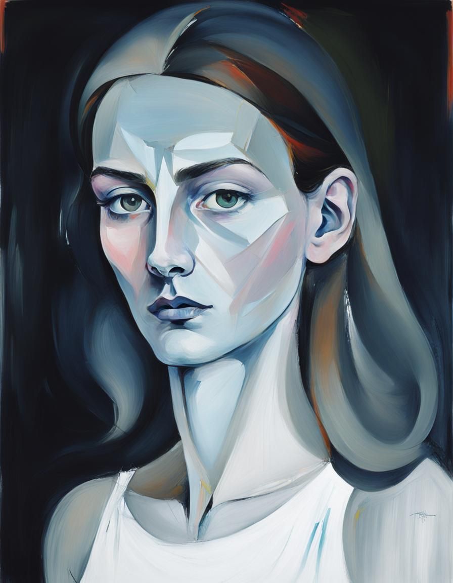 Emotional Woman: Abstract Expressionist Portrait