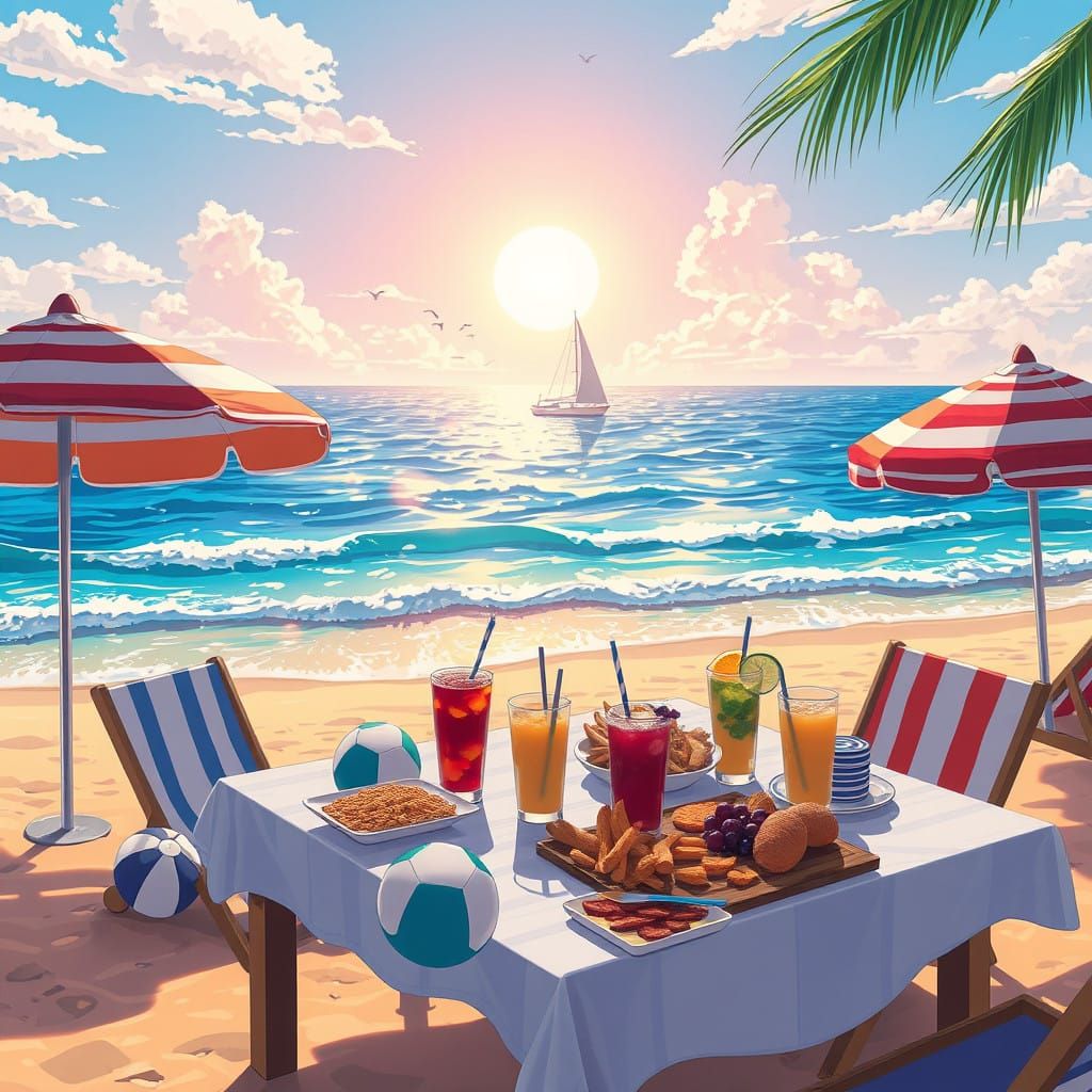 Serenene Beach Scene in Anime Style