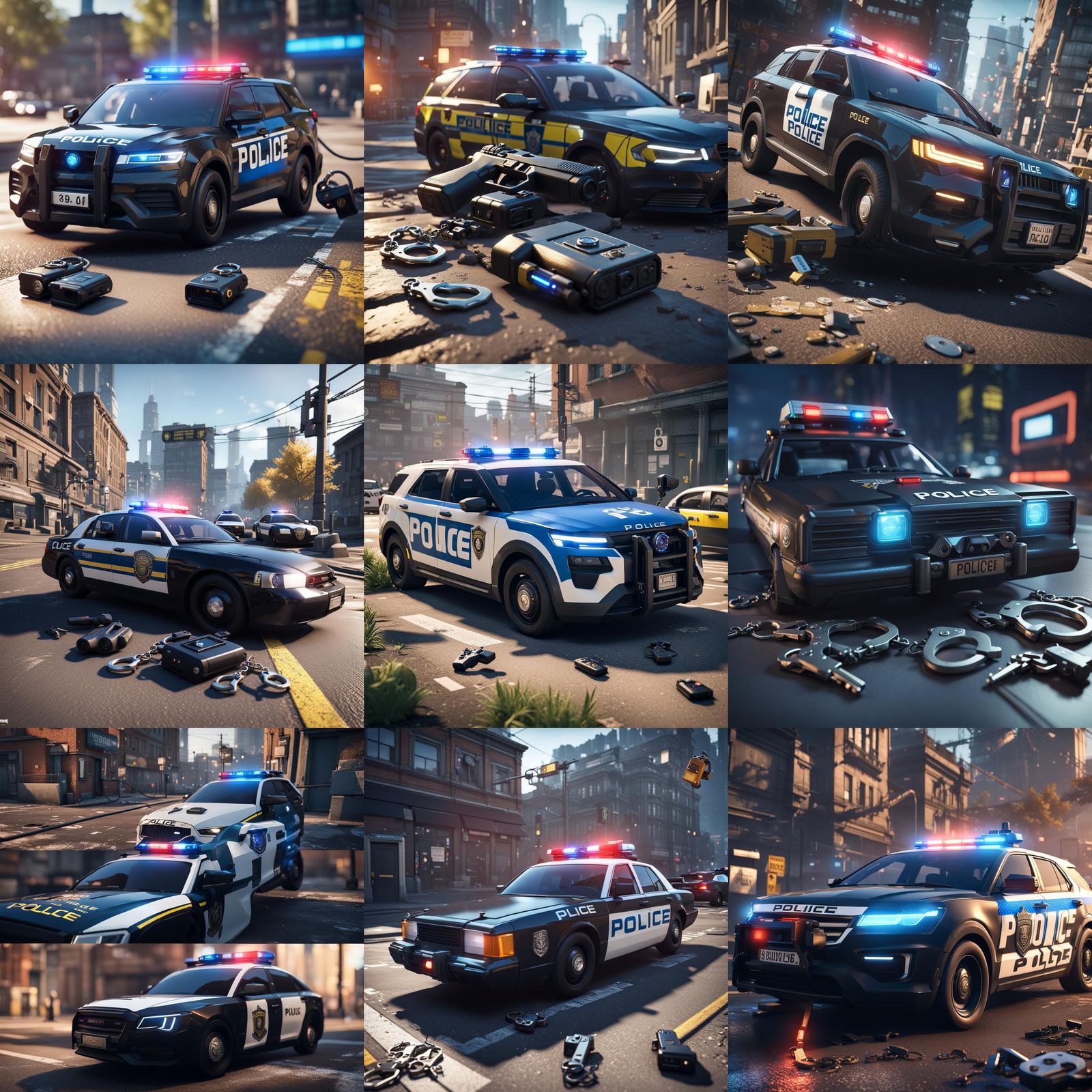 Police Bodycam View: Radio, Car, Pistol, Handcuffs