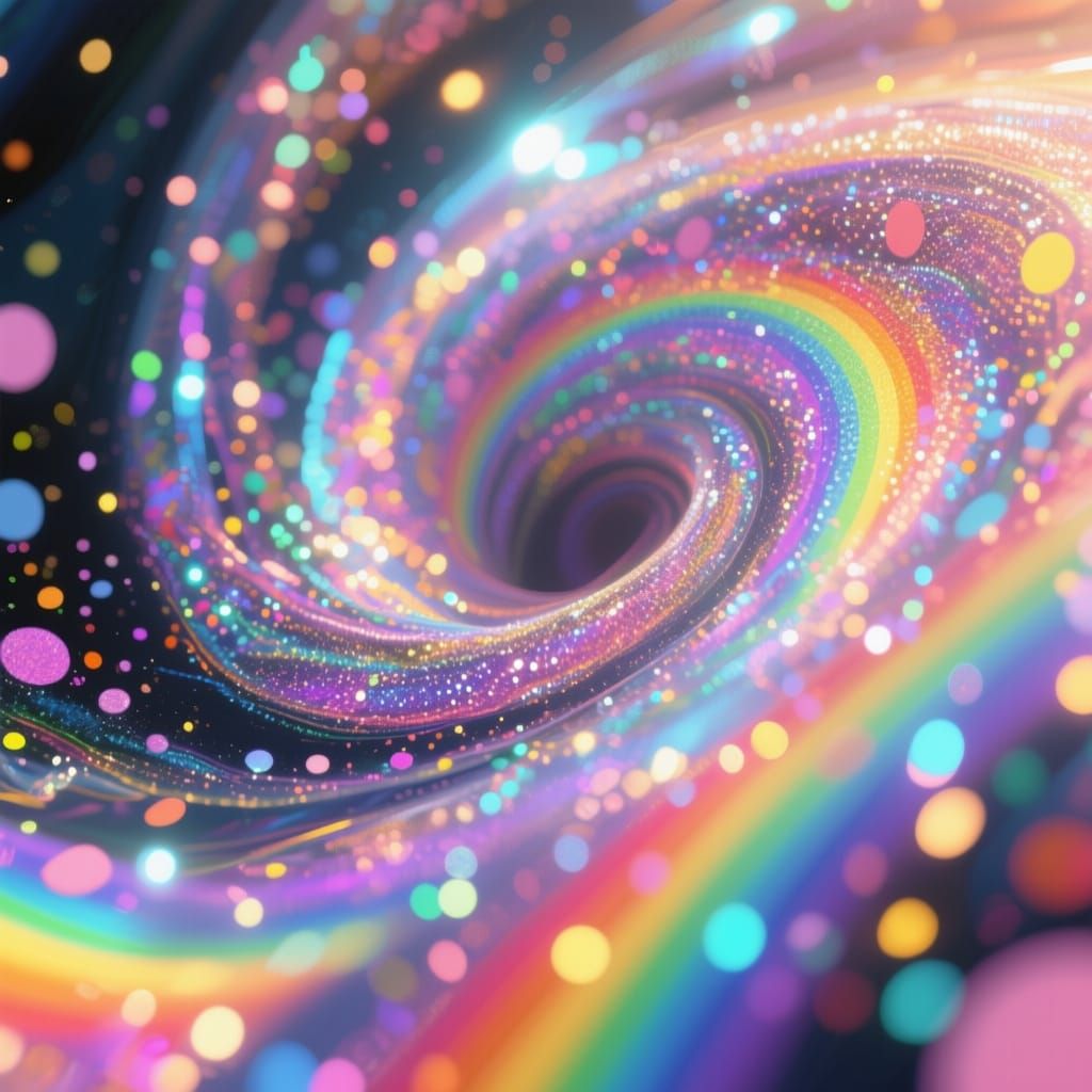 Iridescent Glitter Vortex in Abstract Expressionist Style