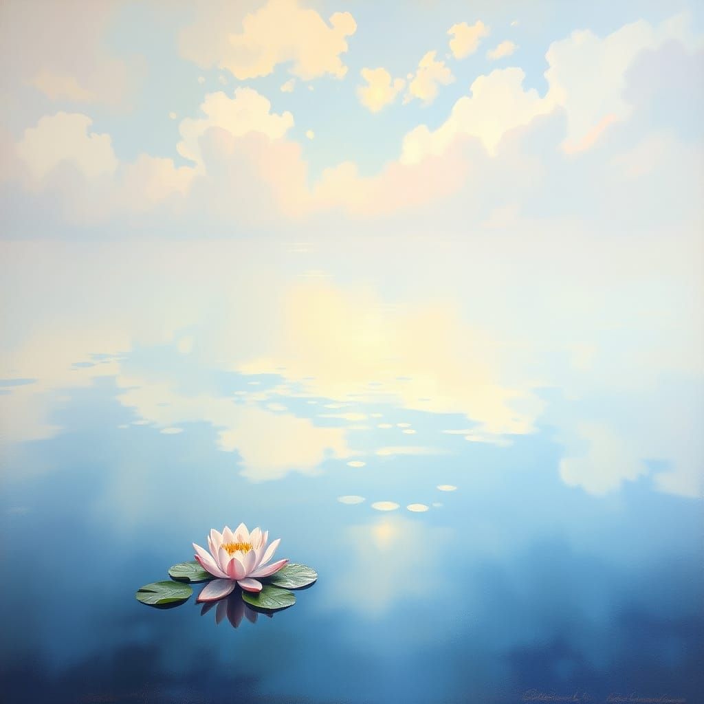Dreamy Water Lily Reflections in Soft Pastel Hues