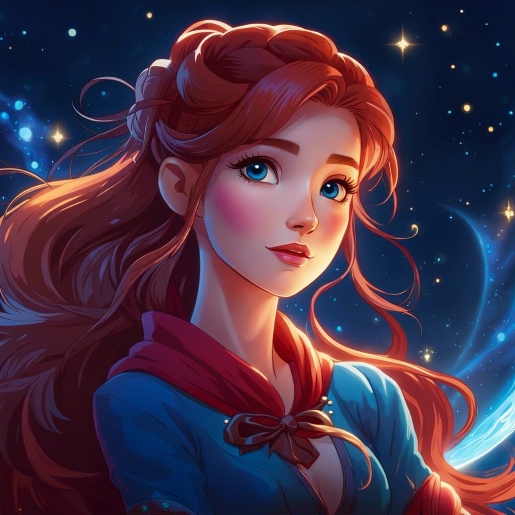 Anime Water Mage Under Starry Night