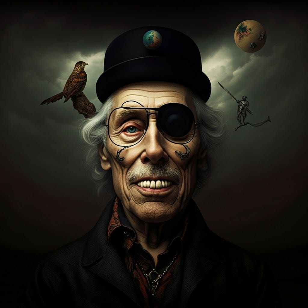 Dark Surreal Jolly Roger Figure in a Twisted Nautical Scene