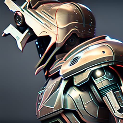 Futuristic Mech Warrior Stares Intensely in 8K