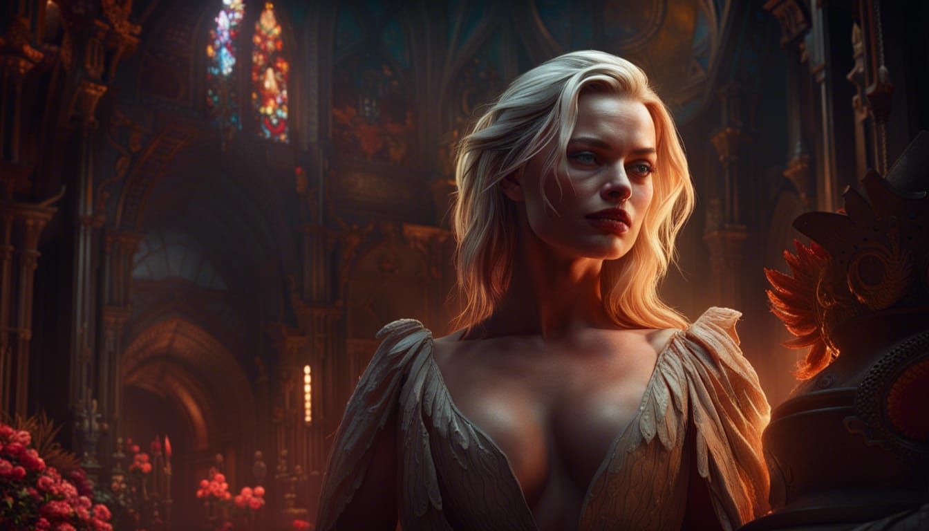 Margot Robbie Dark Fantasy Portrait in 8k