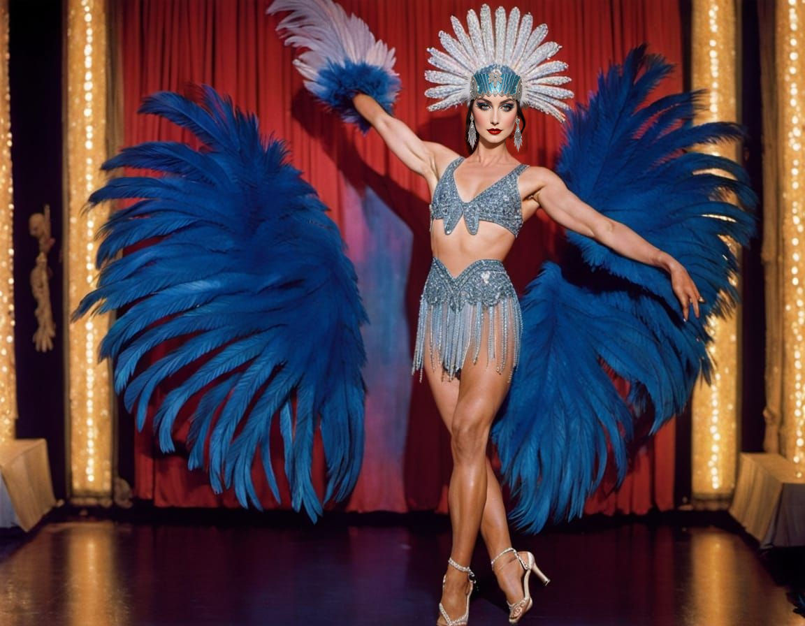 Vintage Cabaret Dancer in Matte Painting Style