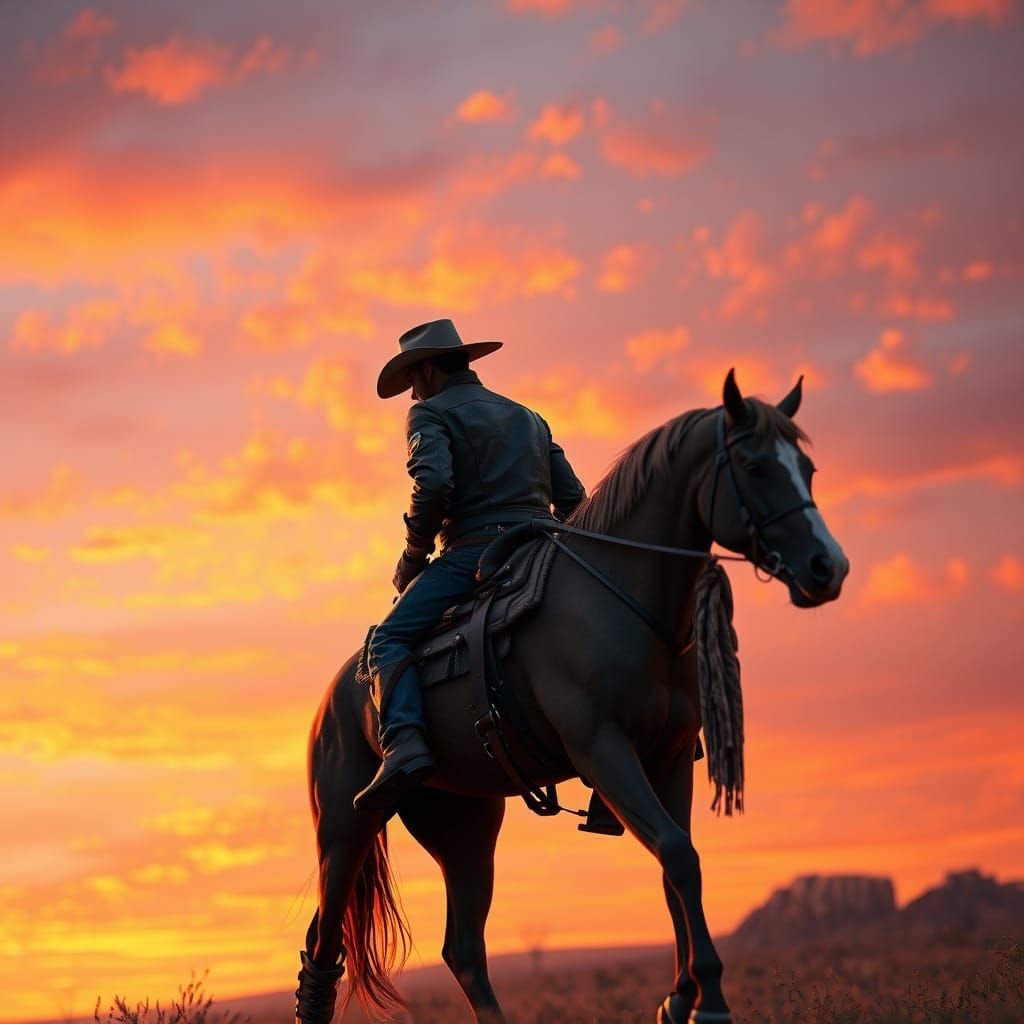 Cowboy Rides Into Sunset in Stylized 3D
