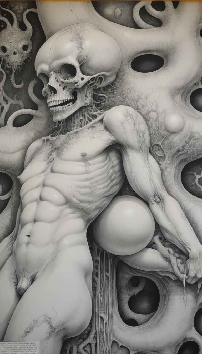 Surreal Torso Drawing in Fantasy Style