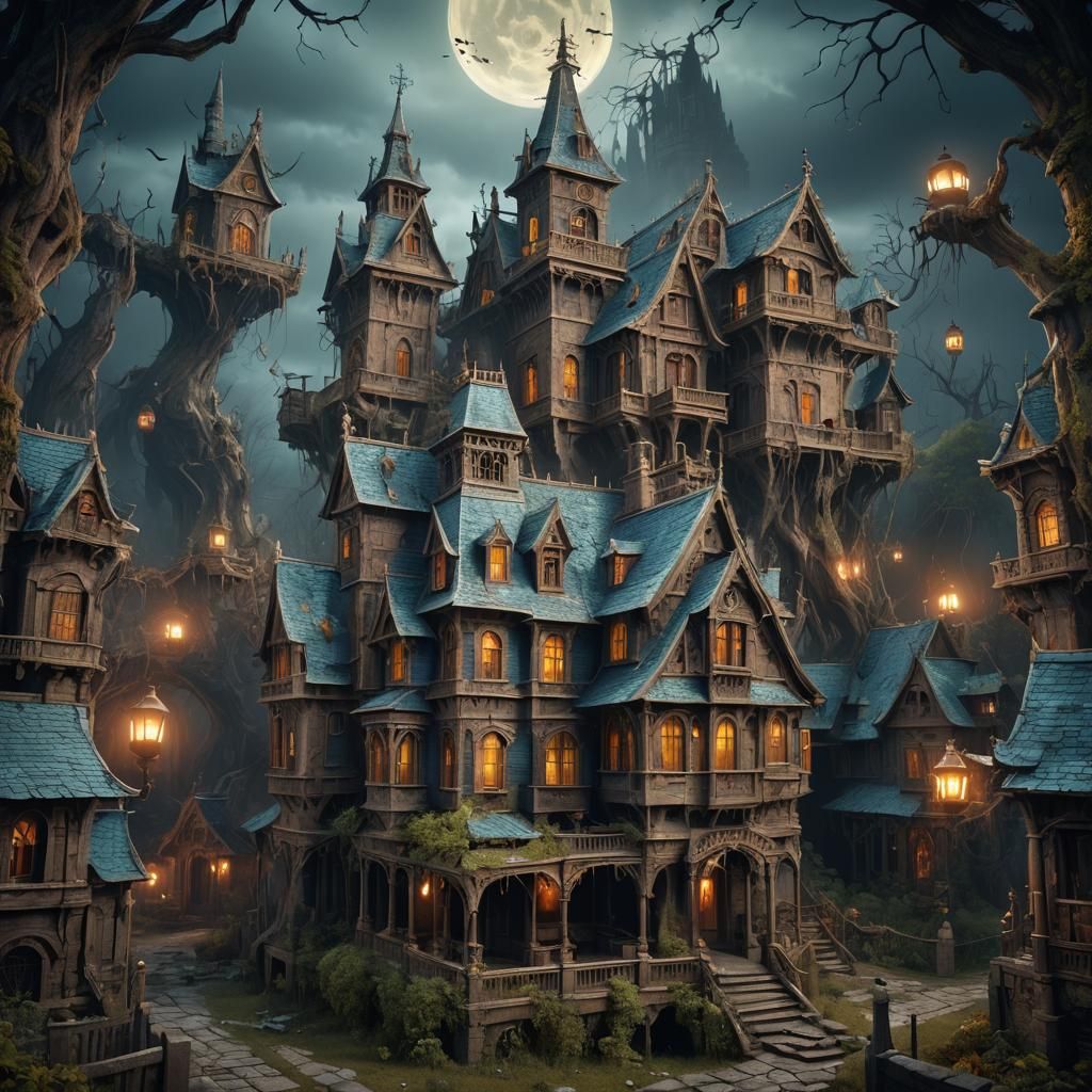 Detailed Matte Painting of Haunted House