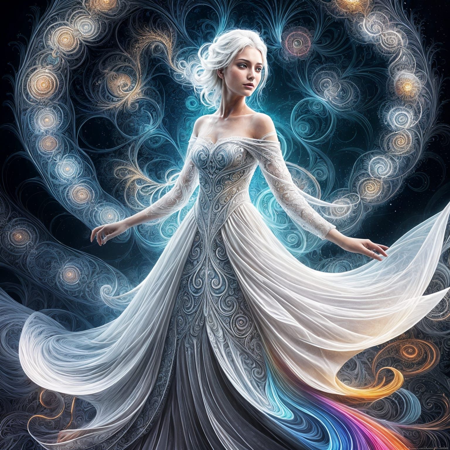 Ethereal Fractal Portrait of a Beautiful Woman