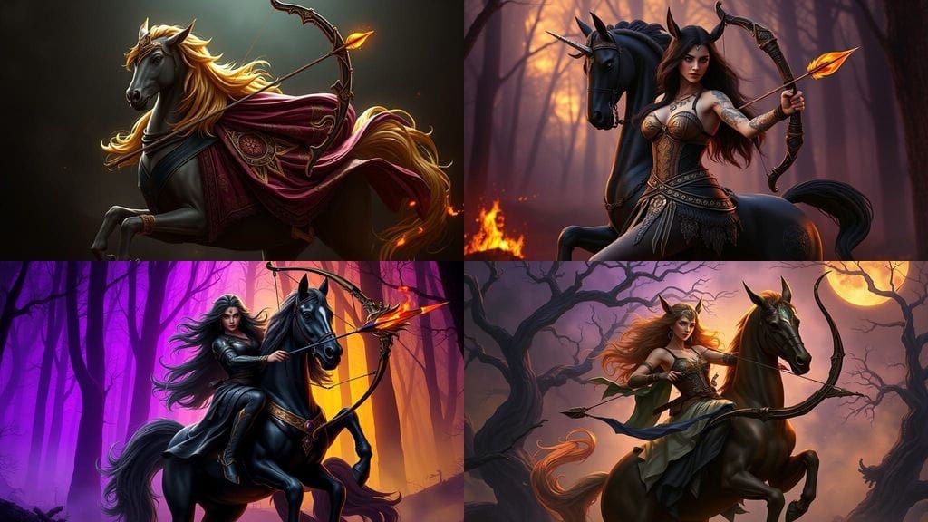 Surreal Dark Fantasy Centaur Ignites the Night