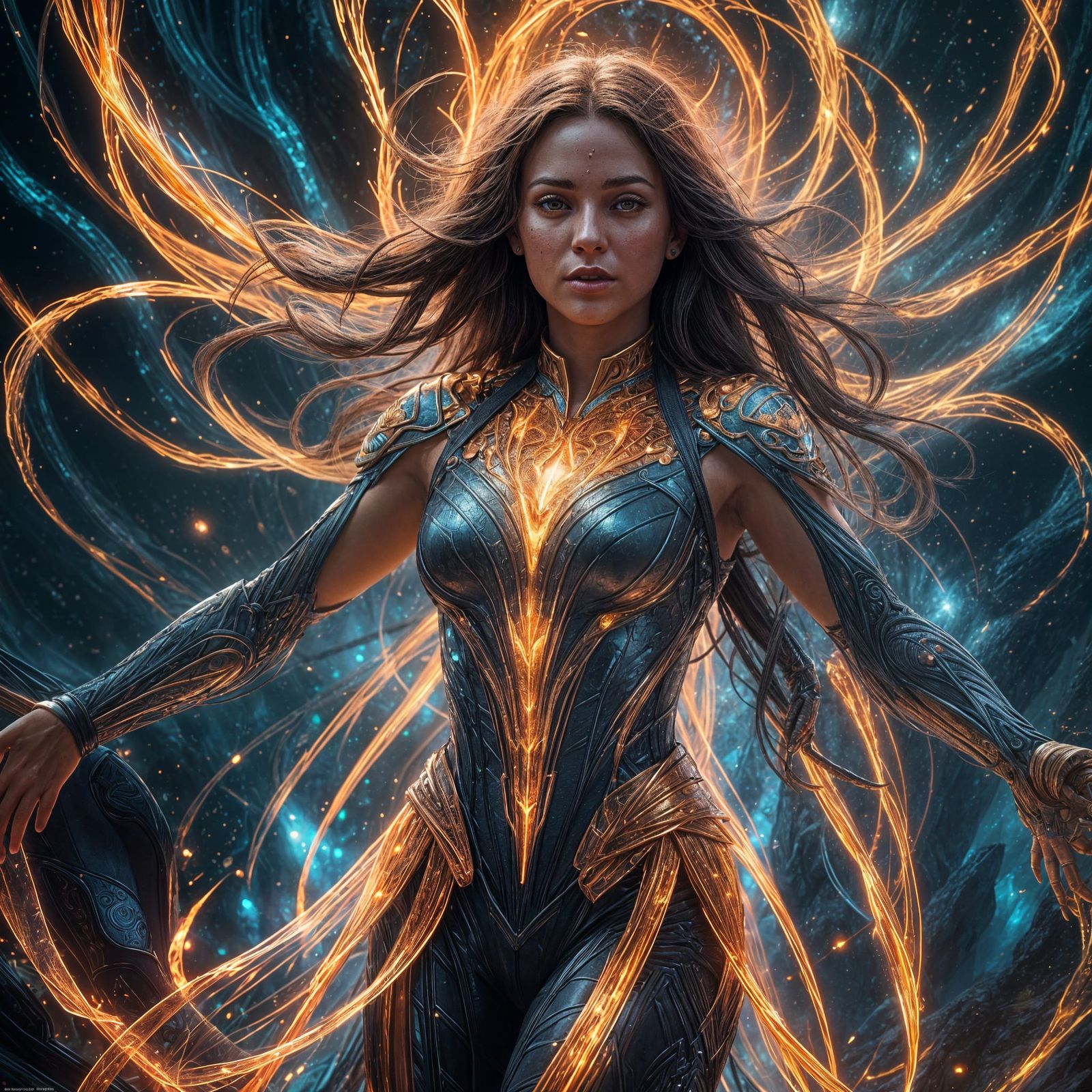 Ethereal Woman Made of Energy: Fantasy Concept Art