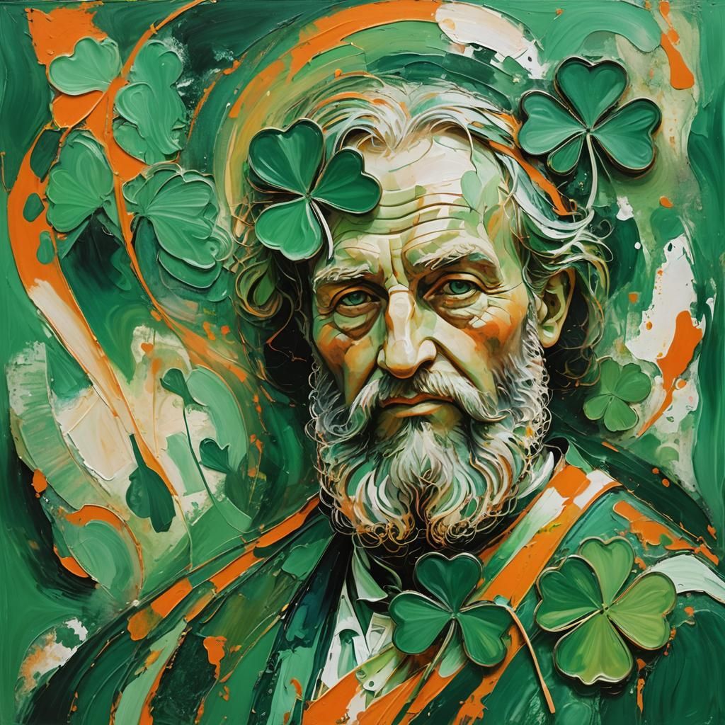 Saint Patrick Shamrock Abstract Expressionism Art