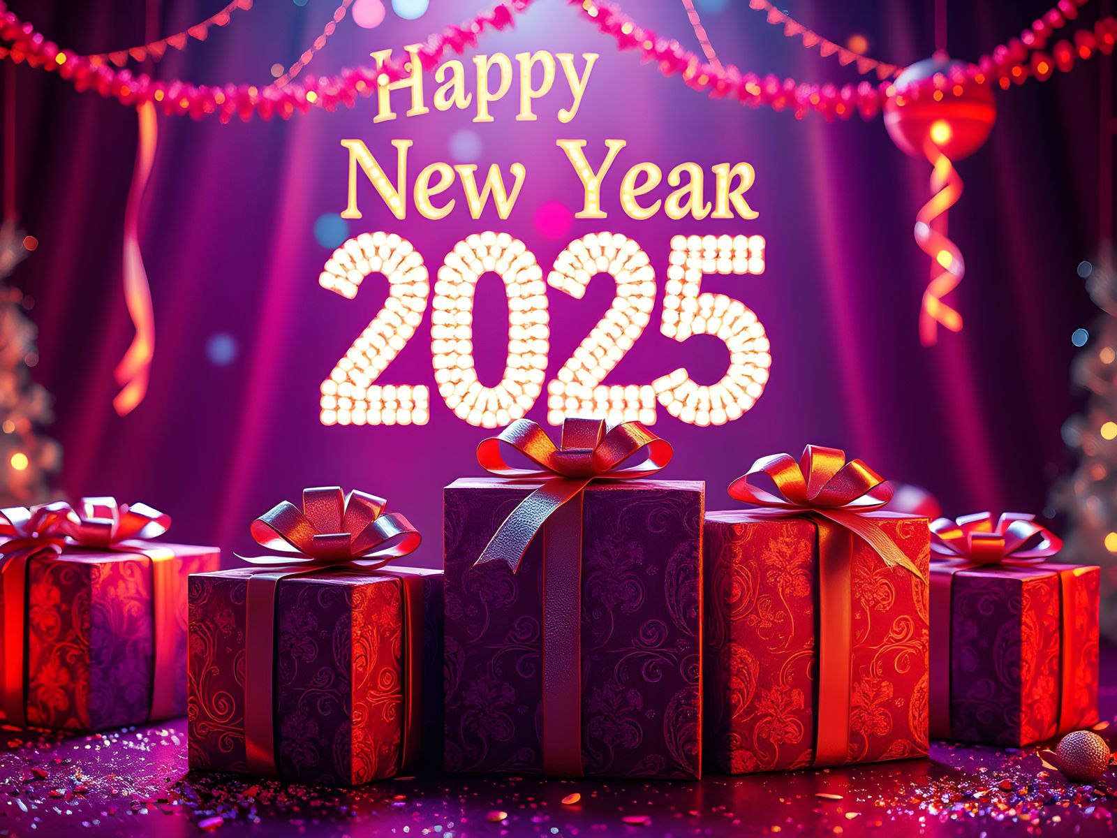 Happy New Year 2025: Detailed Fantasy Gift Art