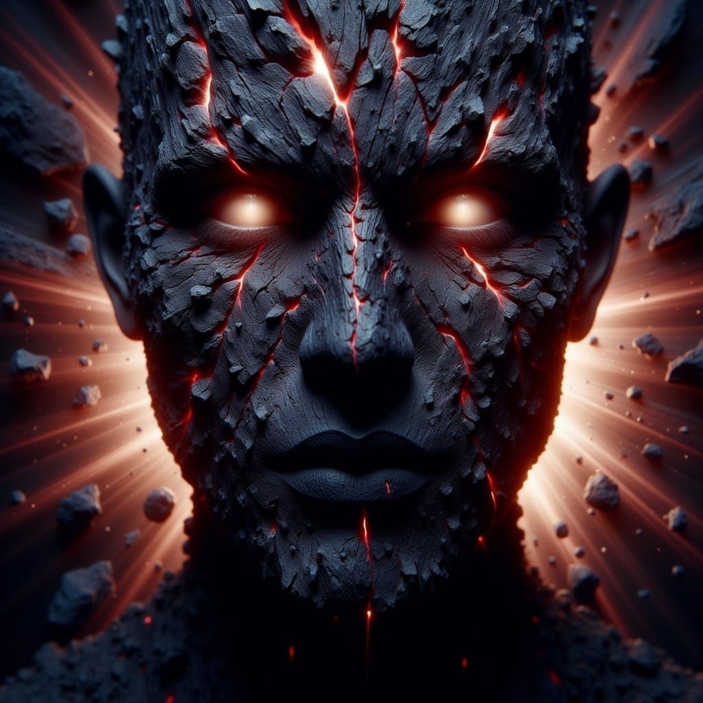 Sinister Woman with Glowing Cracks, in Comic Book Style