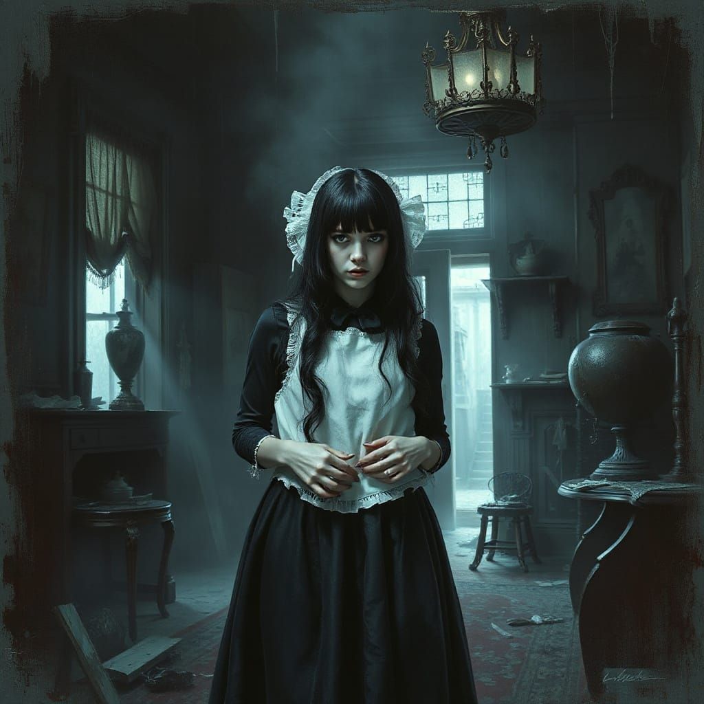 Goth Vampire Maid in Haunting Victorian Mansion