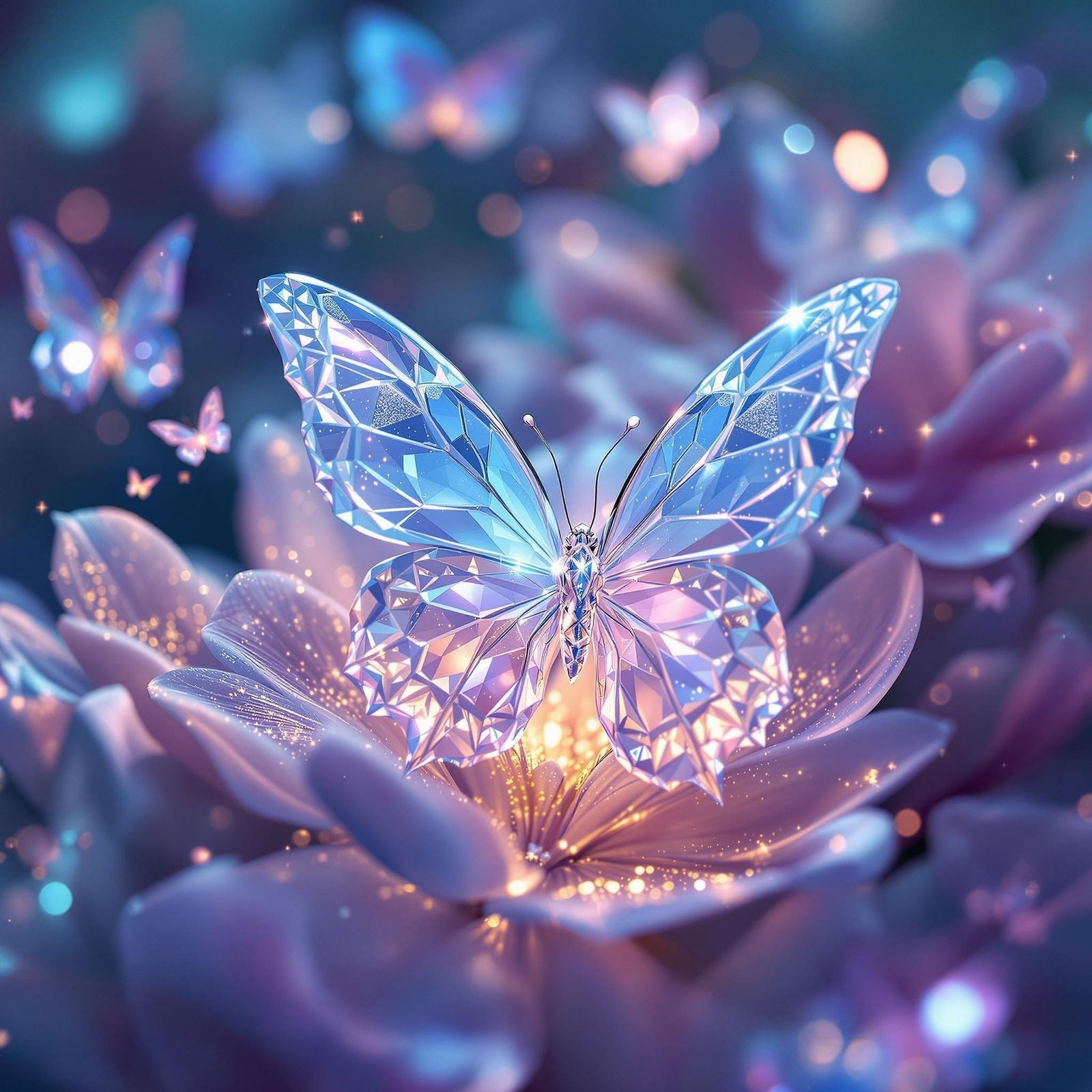 Surreal Butterfly Radiates Ethereal Glow in Vibrant, Dreamli...
