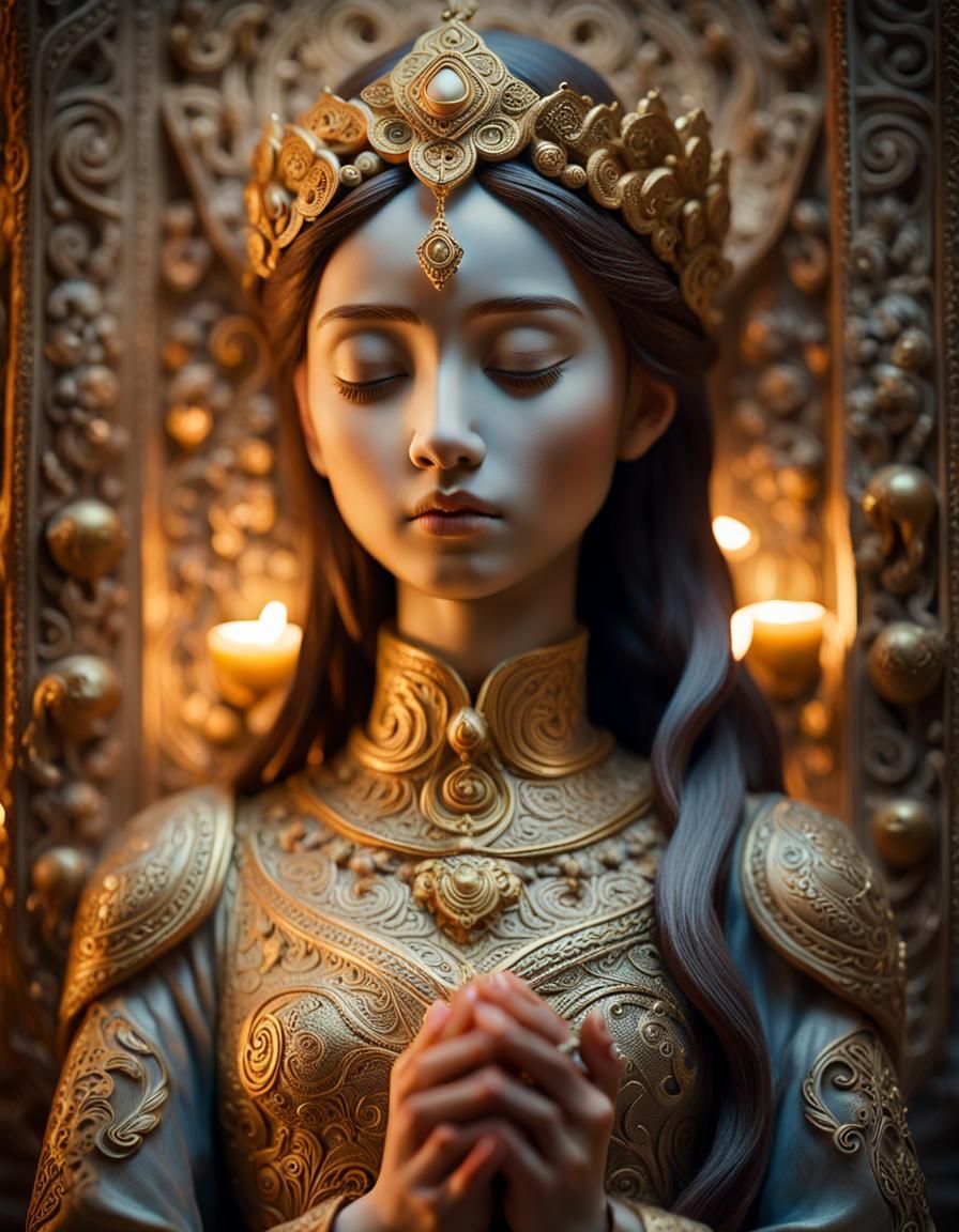 Mystical Surrealism: Woman with Ornate Idol