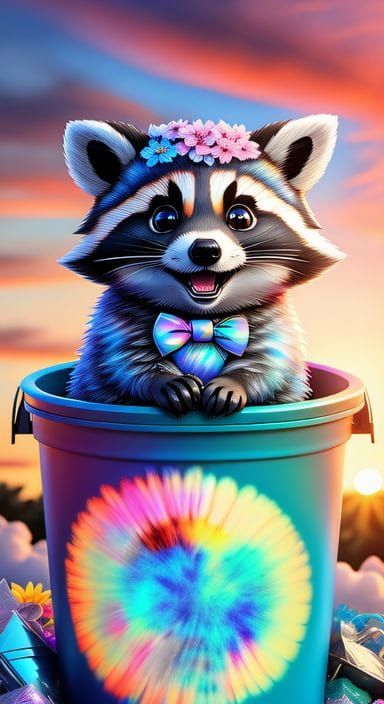 Raccoon in a trashcan