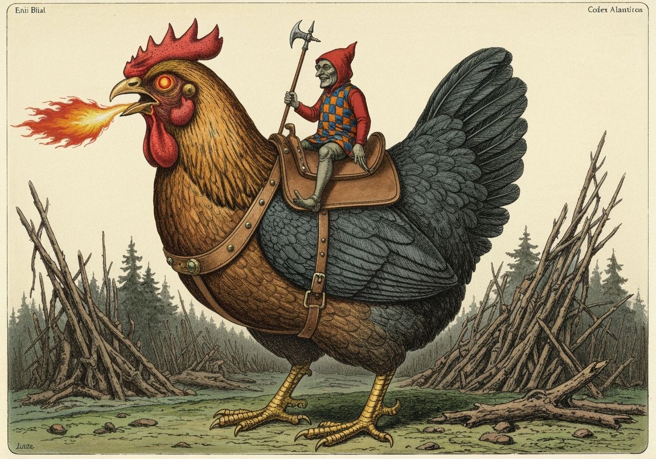 Giant Magical Hen Carrying Goblin in Taiga Thicket
