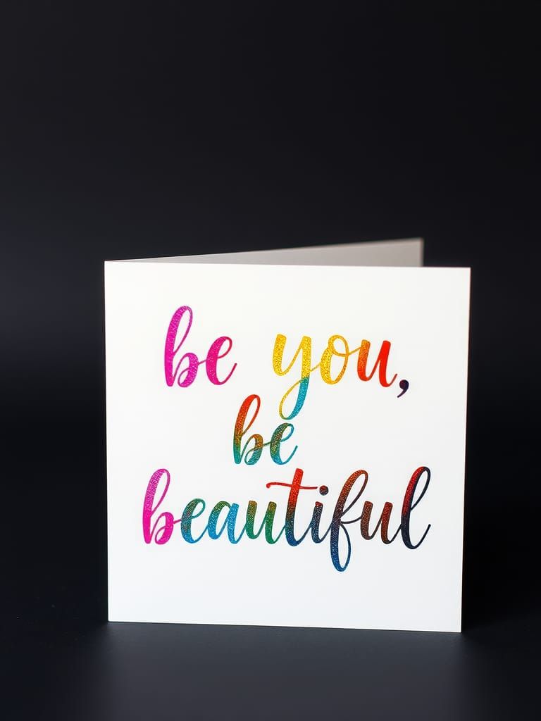 Shimmering Rainbow Calligraphy Card: Be You