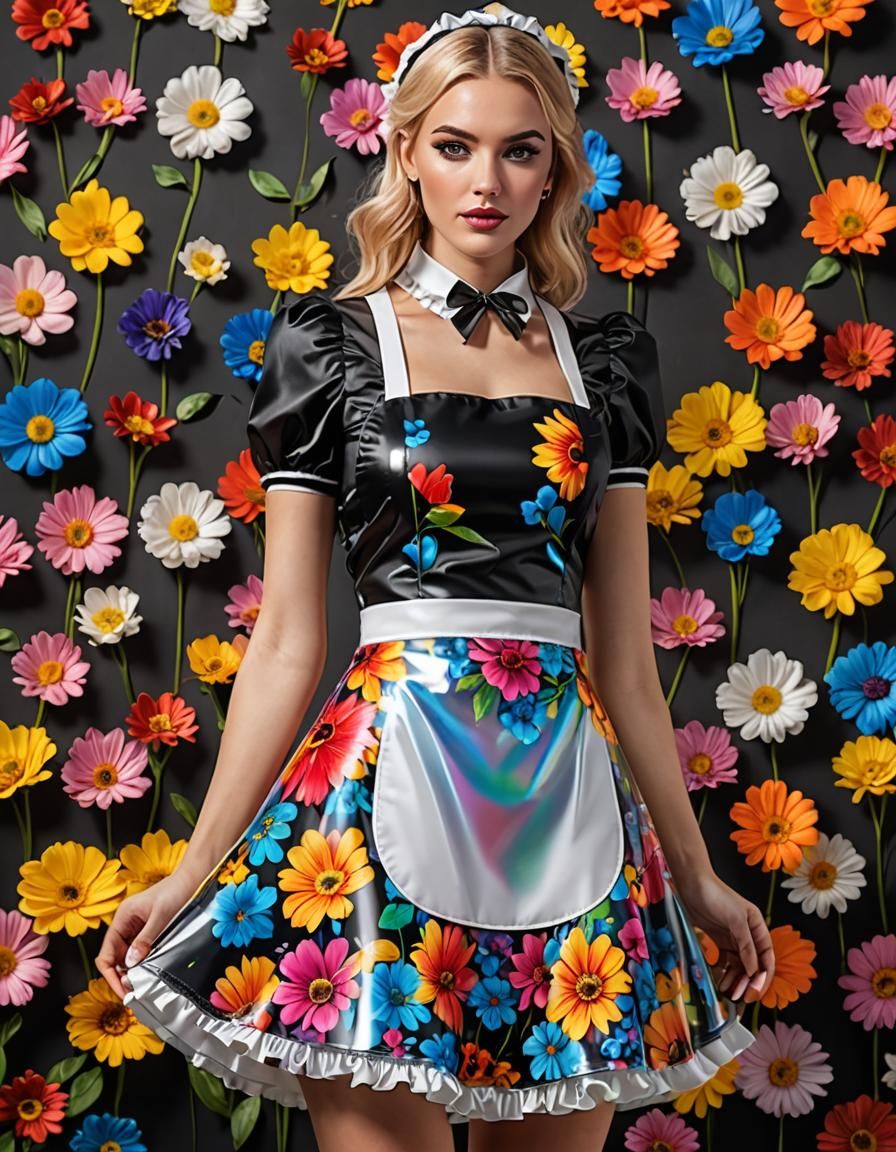 See-Thru Maid Dress with Flowers in HDR