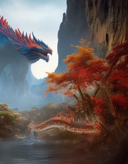 Majestic Dragon Fusion in a Realistic Style