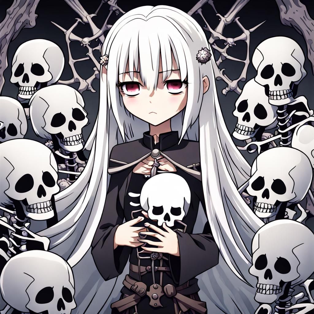 Chibi Anime Necromancers with Skeletons
