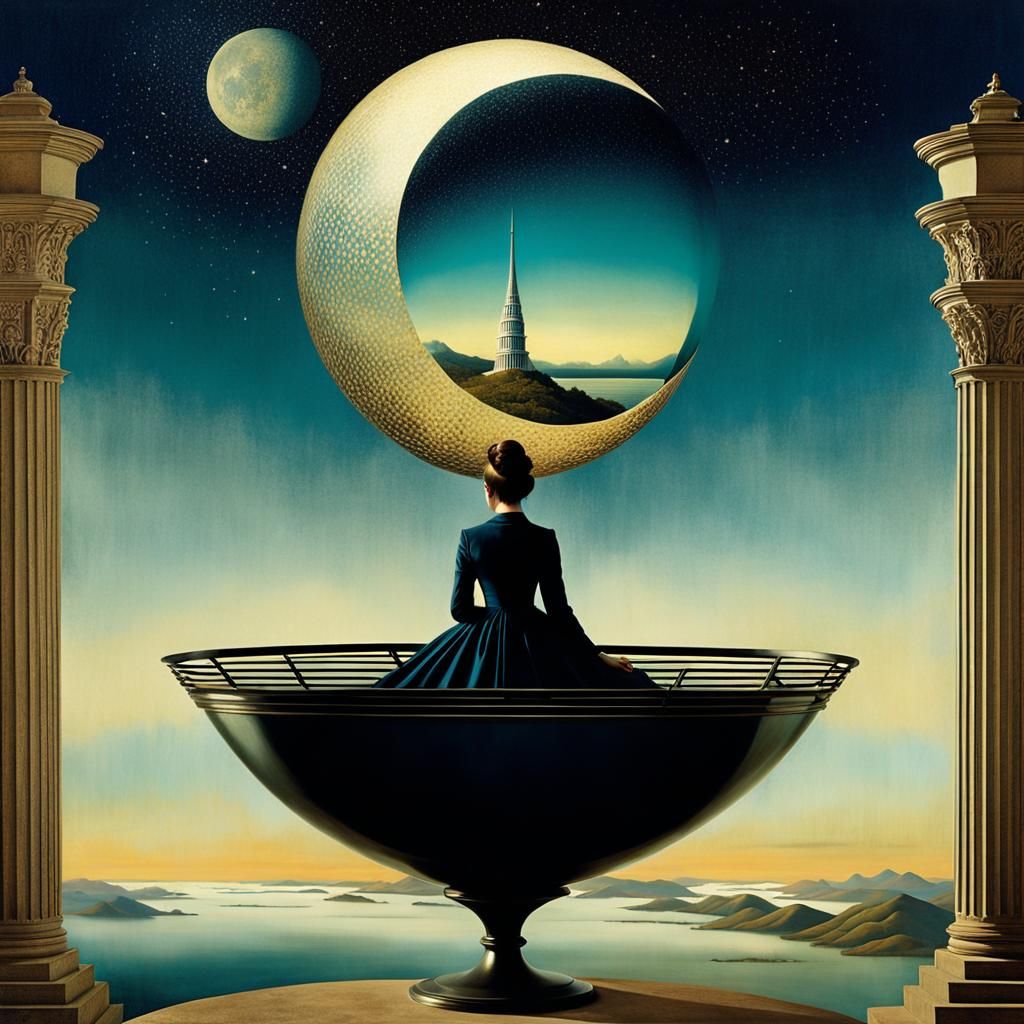 Magical Midnight Hour Tower Guardian in Fine Art Style