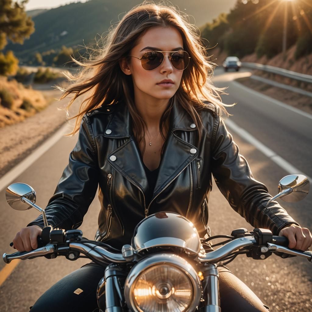 Biker Girl in Hyperrealistic Digital Art