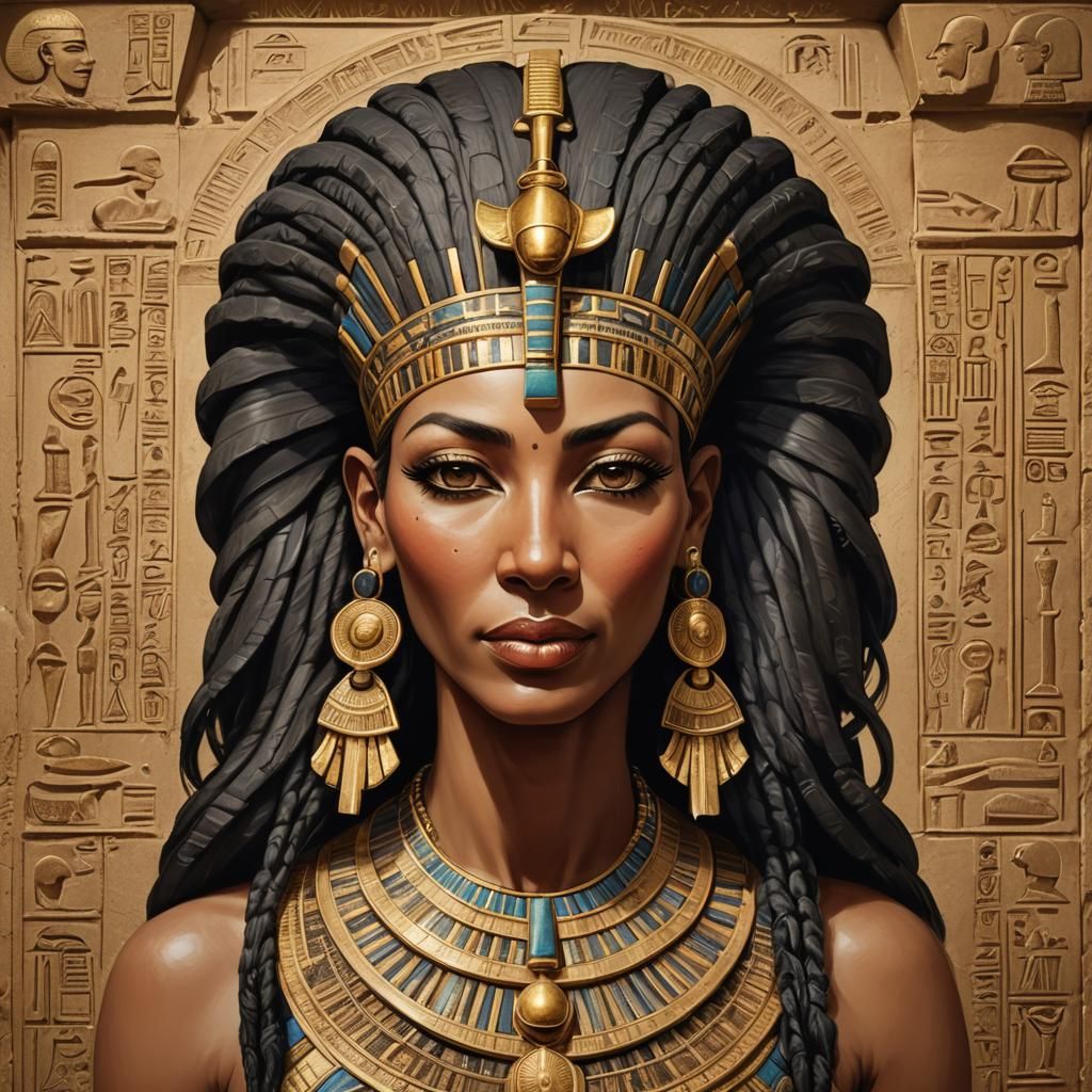 Egyptian Queen Portrait in Hyperrealistic Digital Art