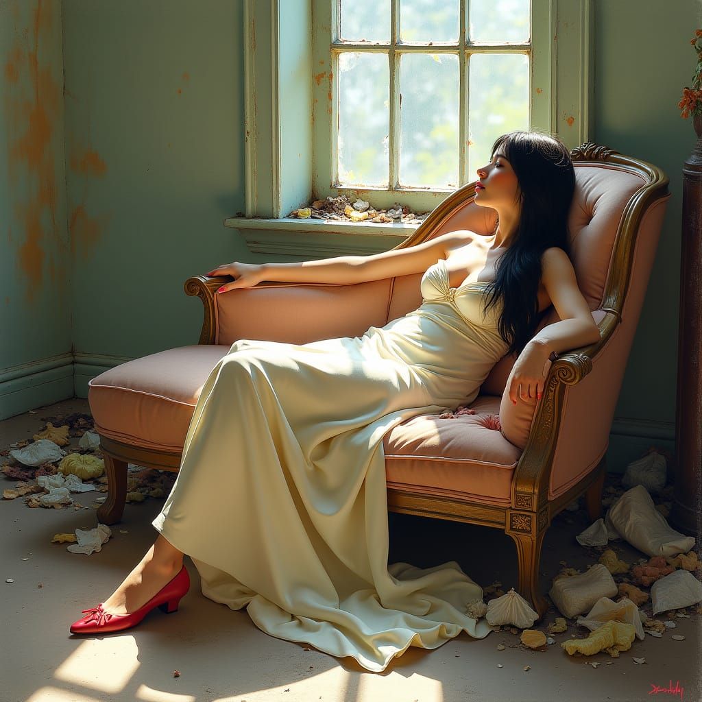 Elegant Woman in a Madhouse Sanctuary