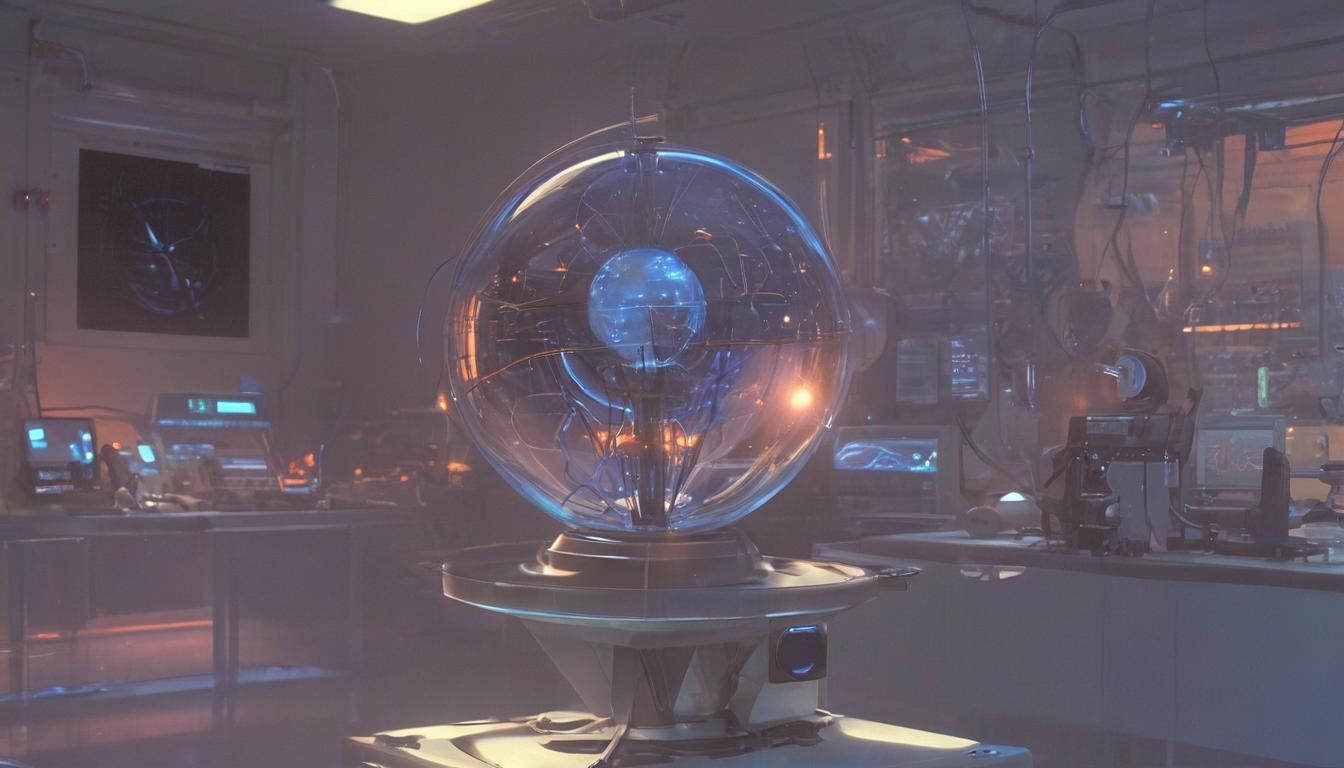 /imagine prompt: ((medium shot)) of a high-tech orb, its smo...