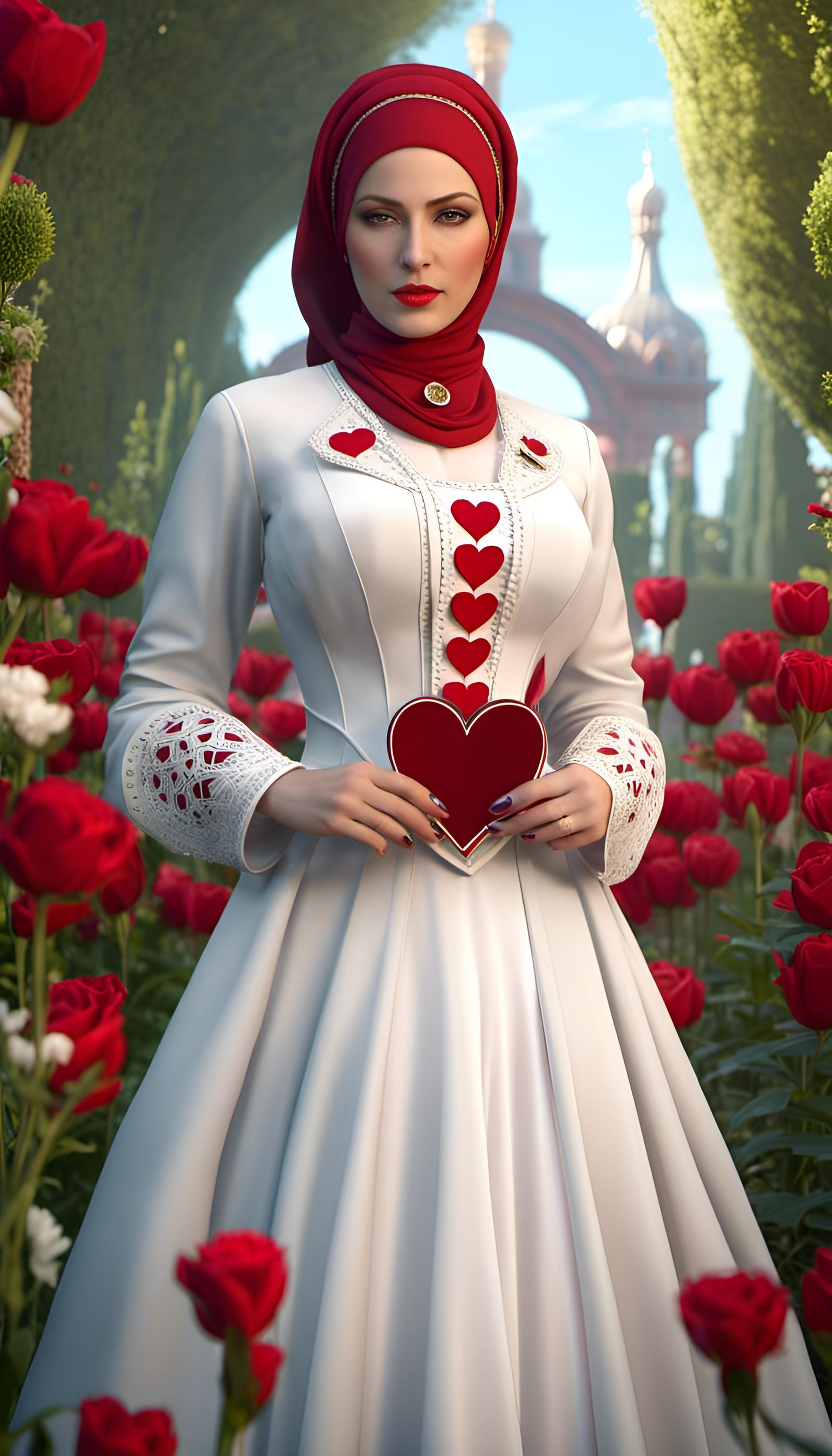 Enticing Queen of Hearts in Mystic Garden