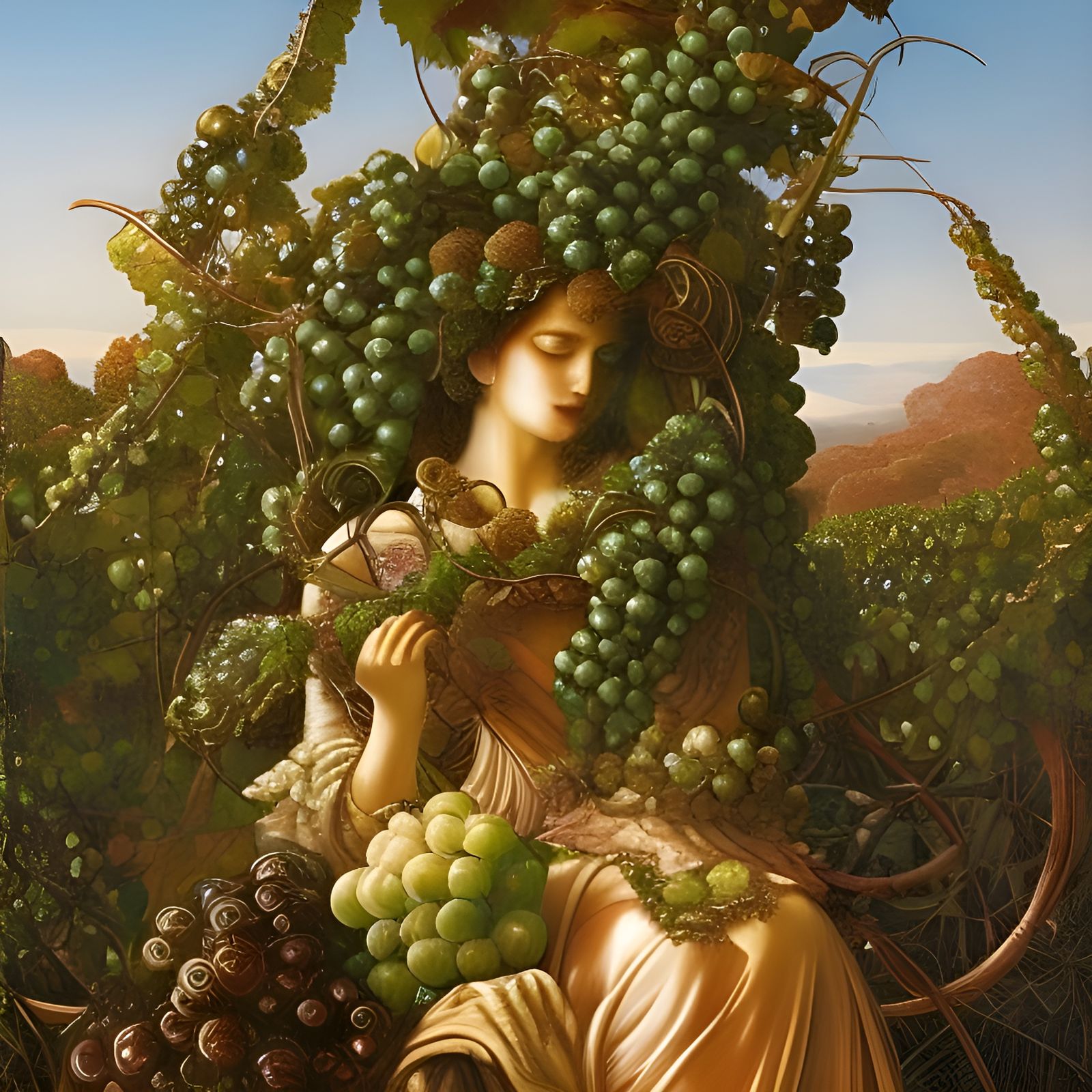 Harvesting Women in Bacchus's Vineyard: Detailed Art
