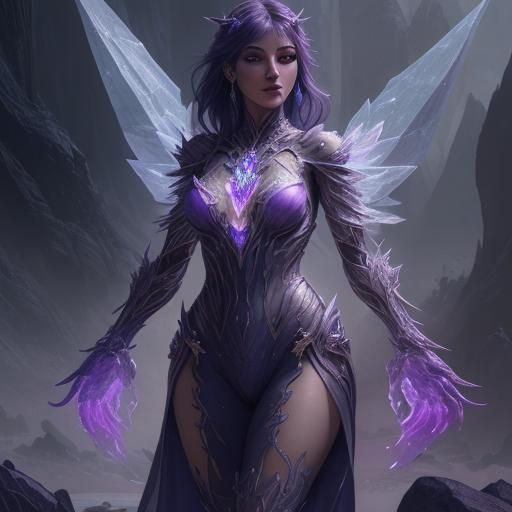Fantastical Crystal Woman in Detailed Matte Painting