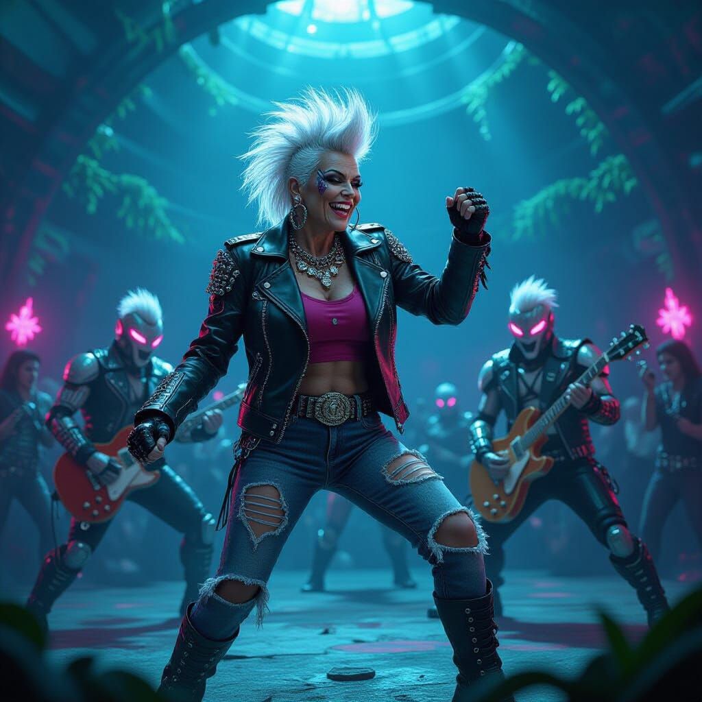 Cyberpunk Elder Leads Cyborg Luchadores in Biomechanical Rib...