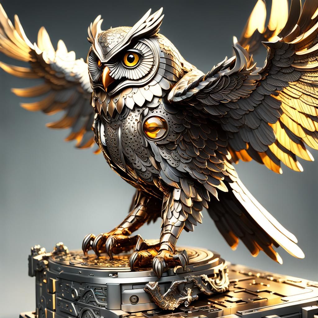 Great horned owl forged figurine