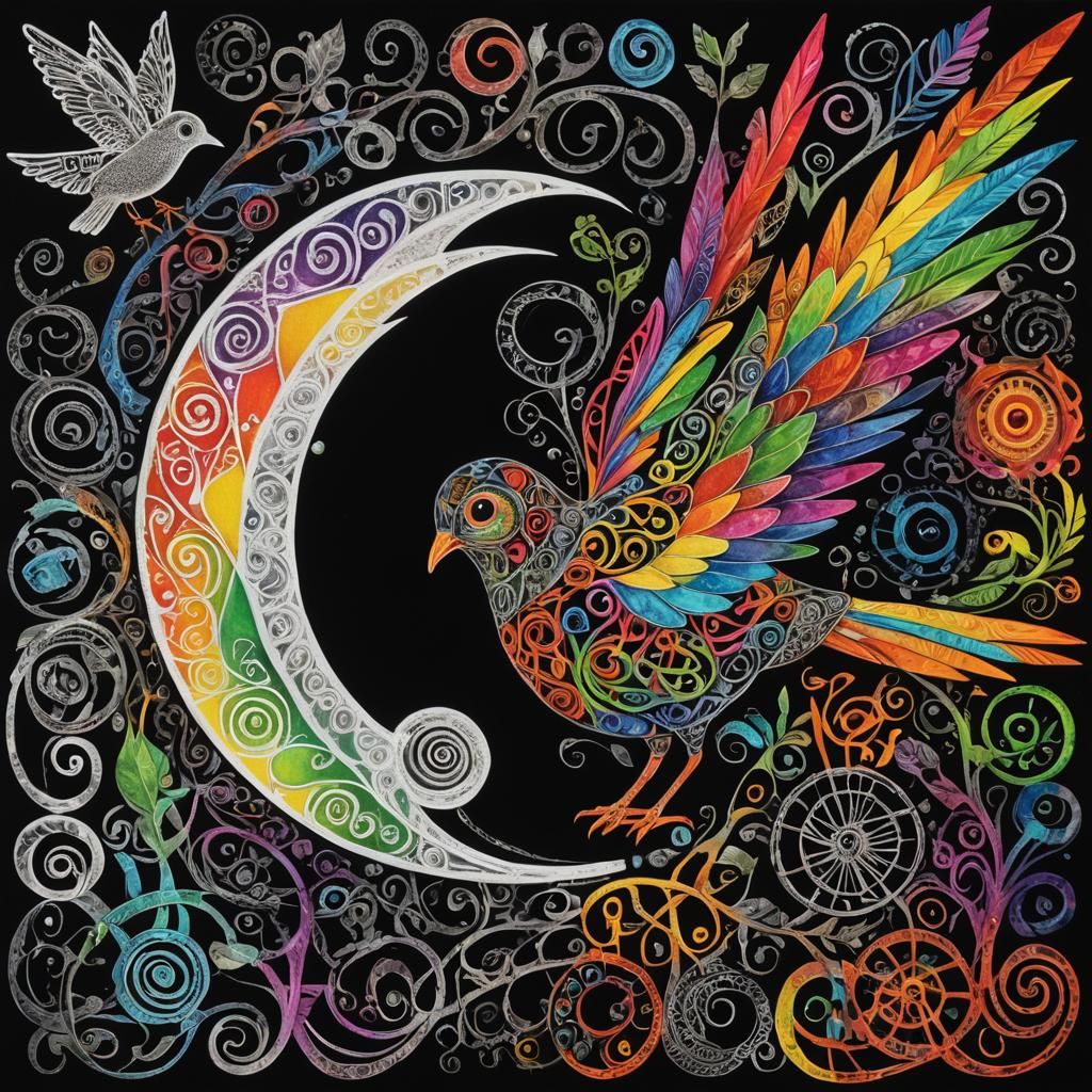 Psychedelic Snail in a Futuristic Cityscape