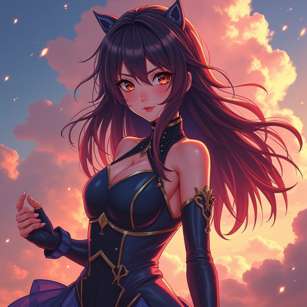 Vibrant Anime Heroine Alya Kujou in Flat 2D Style